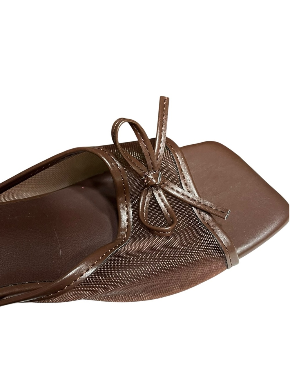 NWOT Brown Mesh Square Toe Mules w/Block Heels - Size 41/Size 10 - Picture 4 of 9